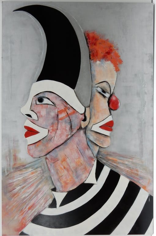 Trudi van Zomeren-van Ingen - Clowns - lakverf op paneel kopen? Bied vanaf 240!