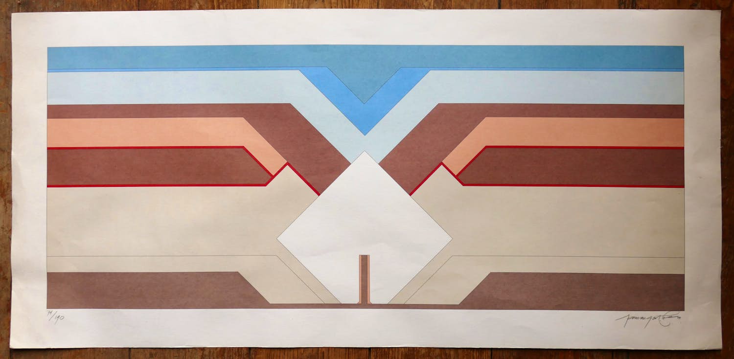 Jan van Goethem - Zeefdruk, Abstract-Geometrische compositie. Prent 190 kopen? Bied vanaf 95!