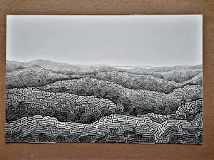 Jan Bernard Meinen - Grote & gedetailleerde Inkt-tekening "Duinlandschap" - 1974 - gesigneer kopen? Bied vanaf 29!