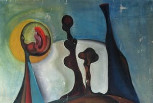 Egbert de Rooy - Acrylverf op doek , Surrealistisch – 1970 – spieraam 100 x 65 cm. kopen? Bied vanaf 1!