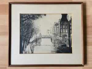 AcheterDolf Henkes - Brug in stadsgezicht in Delft, Gouda of Amsterdam? Enchérissez de 50!