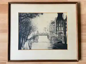 Dolf Henkes - Brug in stadsgezicht in Delft, Gouda of Amsterdam vendu pour 50€ !