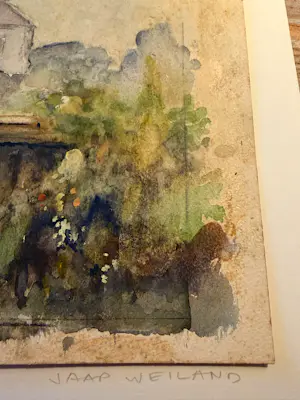 Jaap Weiland - Aquarel, Villa & een klein gemengd techniek werk Haven Numansdorp kopen? Bied vanaf 50!