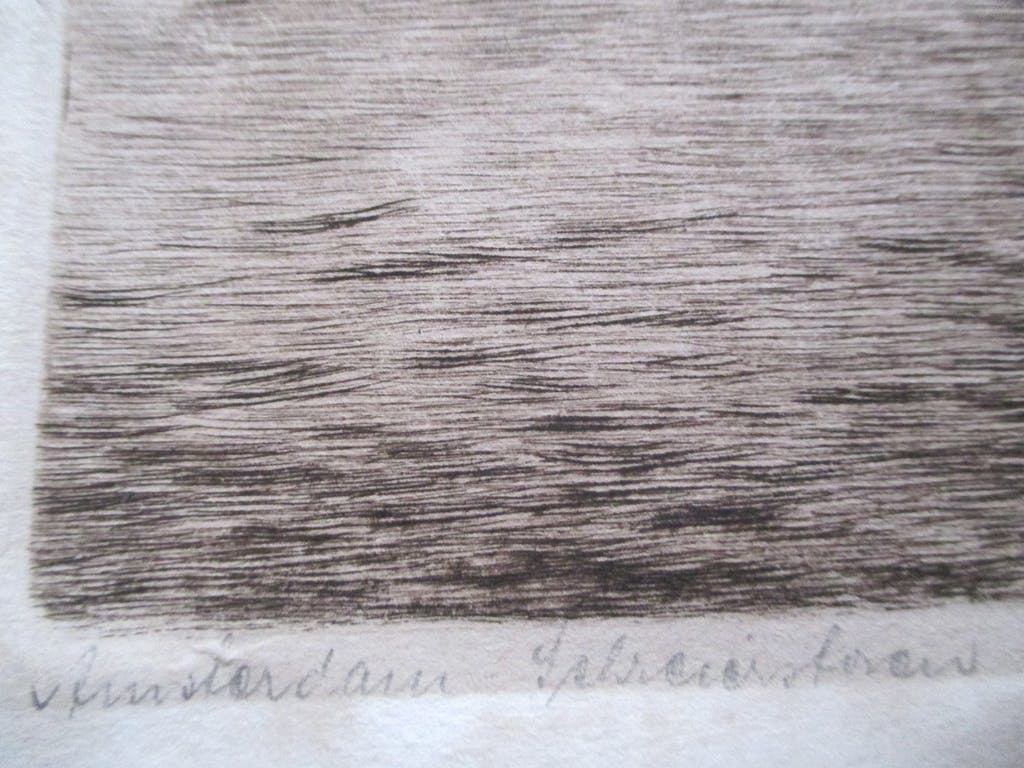 Niet of onleesbaar gesigneerd -  gesigneerde ets Schreierstoren Amsterdam kopen? Bied vanaf 1!