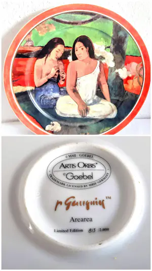 AcheterPorzellanfabrik W. Goebel - 2 Wandteller Artis Orbis Paul Gauguin Arearea und Deux Tahitiennes 90er Jahre? Enchérissez de 58!