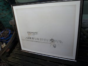 Corstiaan de Vries - (Kleur)potlood-tekening , Sprinkhaan en Bij op piano – ingelijst – 94 x 80 cm kopen? Bied vanaf 1!
