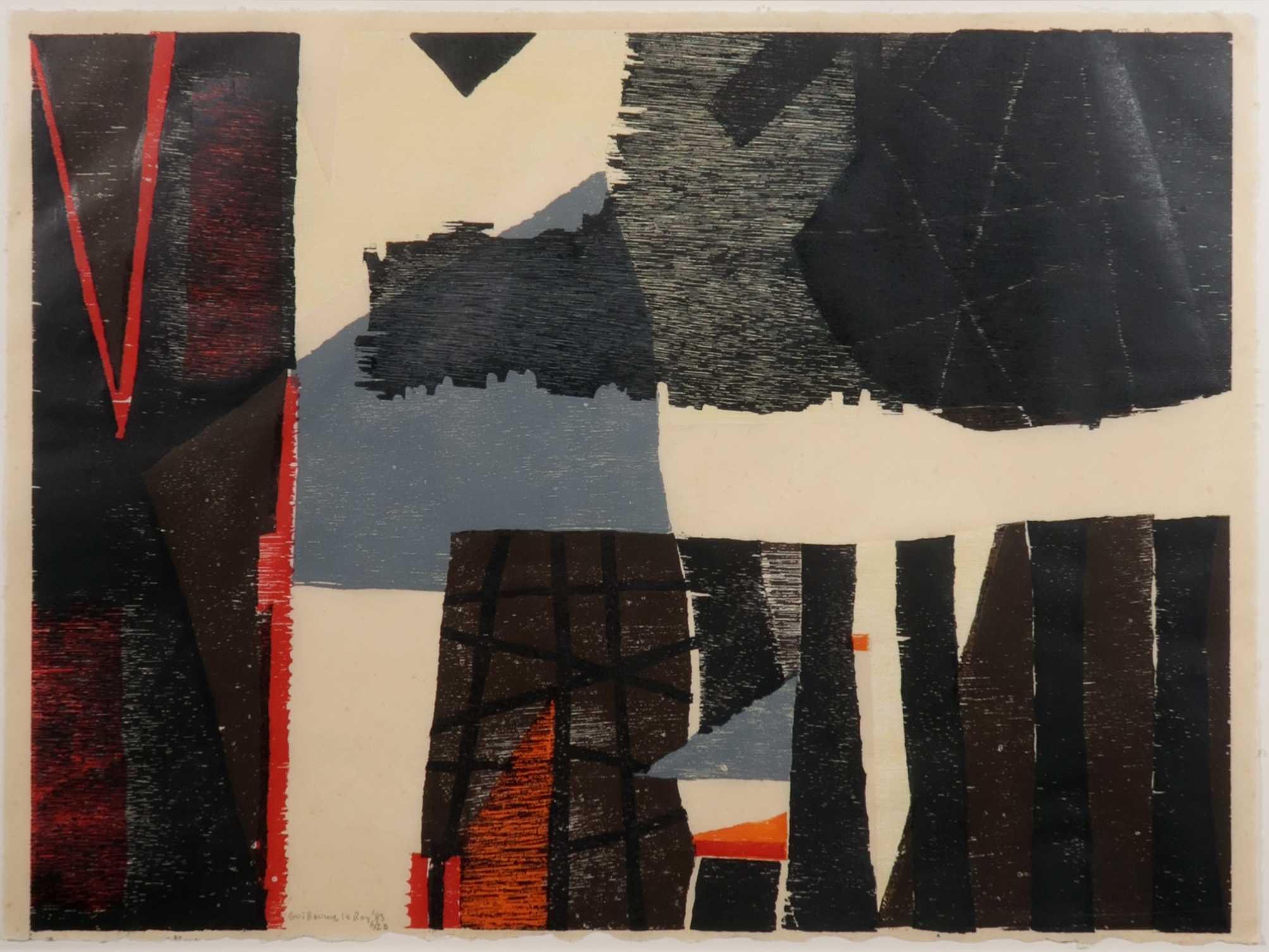 Guillaume Le Roy - Houtsnede op Japans papier, Zonder titel - Ingelijst kopen? Bied vanaf 50!