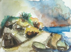 Buy Sam Parabirsingh - Aquarel, Cyprus - Ingelijst? Bid from 1!