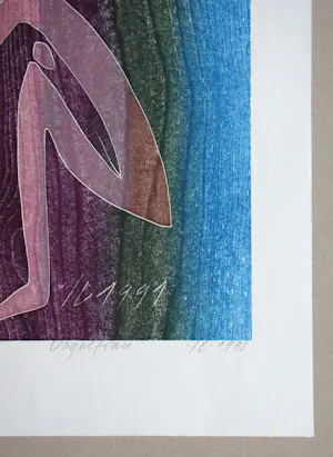Franz Eggenschwiler - Vogelfrau - 1991 - Originele houtsnede - gesigneerd en genummerd kopen? Bied vanaf 70!