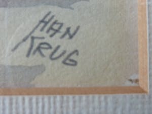 Han Krug - Aquarel "Zee met boten" 1950 kopen? Bied vanaf 45!