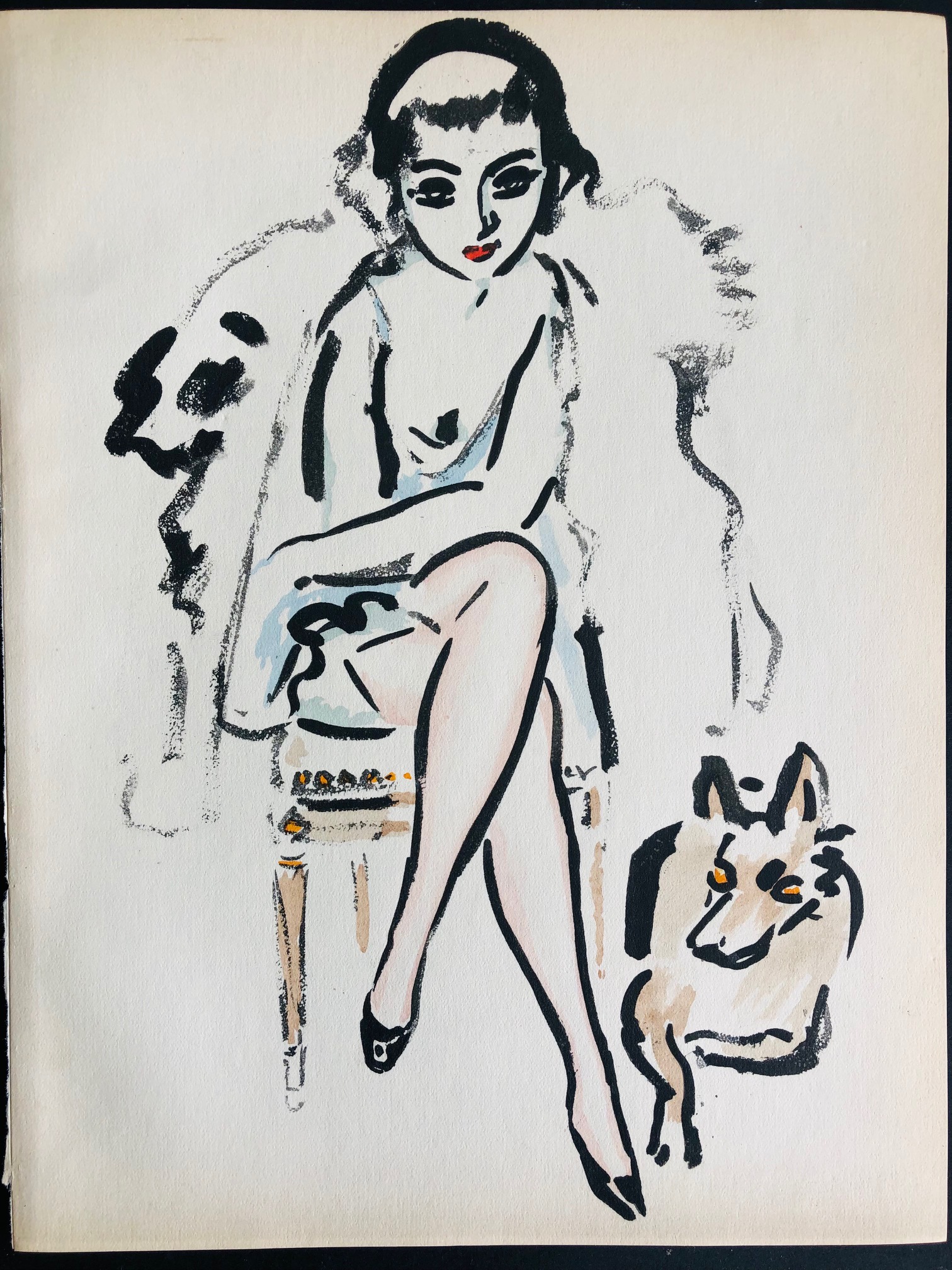 Kees van Dongen - Pochoir - Jeune femme au chien kopen? Bied vanaf 795!