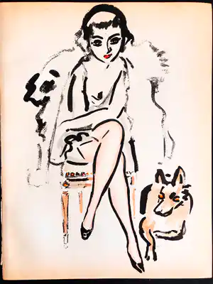 Kees van Dongen - Pochoir - Jeune femme au chien verkocht voor € 795!