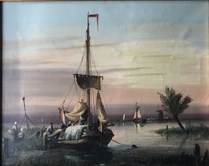 Niet of onleesbaar gesigneerd - Hollandse schuit bij avond kopen? Bied vanaf 10!