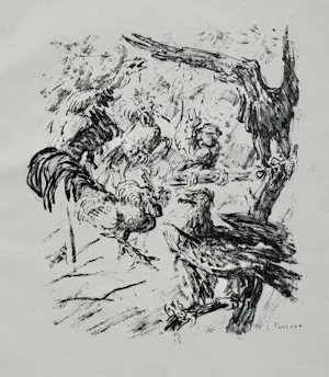 Emil Pottner - Hahn und Adler Der neue Kämpe. Original-Lithographie 1915 kaufen? Bieten Sie von 50!