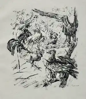 Emil Pottner - Hahn und Adler Der neue Kämpe. Original-Lithographie 1915 kaufen? Bieten Sie von 50!