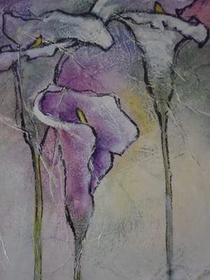 Carla Raadsveld - Acryl op doek, "Aronskelken". kopen? Bied vanaf 100!