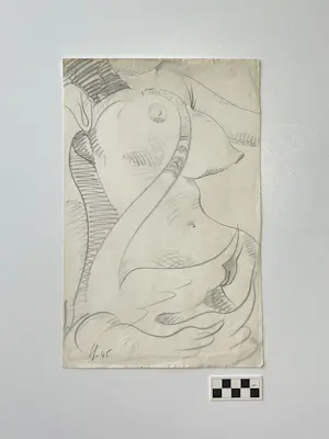 Victor Servranckx - surrealistische compositie met naakt en zwaan kopen? Bied vanaf 485!