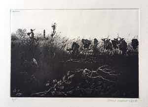 Simon Koene - Landschap met koeien en vuurtoren verkocht voor € 20!