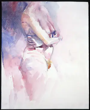 Franscz Witte - Aquarel op papier, Naakt met gevouwen armen kopen? Bied vanaf 1!