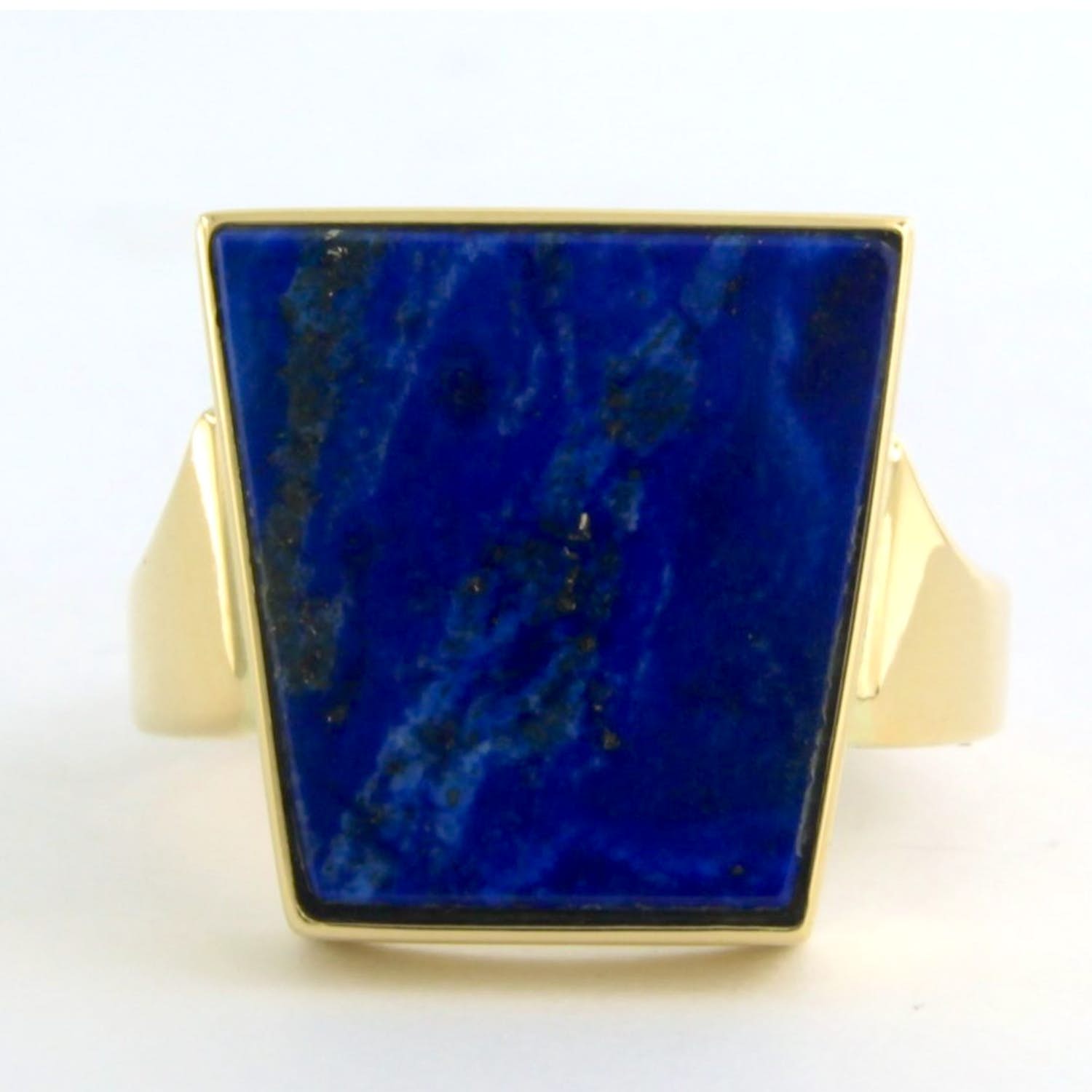 18k geel gouden ring bezet met lapis lazuli - ringmaat 18,5(58) kopen? Bied vanaf 550!