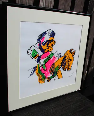 Herman Brood - Ingelijste zeefdruk: 'man en paard' (nette lijst!) kopen? Bied vanaf 499!