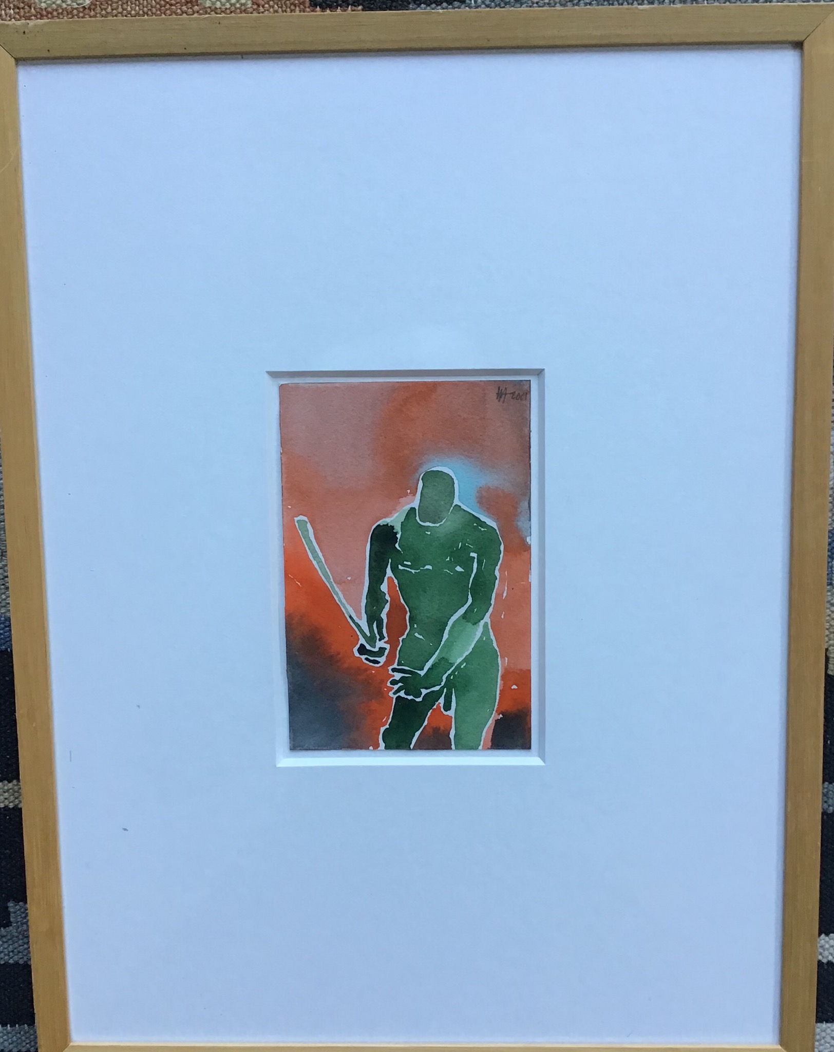 Henri de Haas - Aquarel, man met knuppel,gesigneerd, ingelijst kopen? Bied vanaf 40!