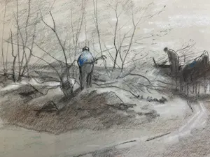 Anton Mauve (sr.) - Heidelandschap met twee houtsprokkelaars en een paardenkar op een pad kopen? Bied vanaf 240!