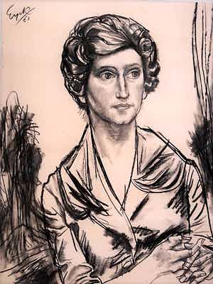 Charles Eyck - de Meester uit Meerssen - GROOT portret 1961 Houtskooltekening gesigneerd verkocht voor € 180!