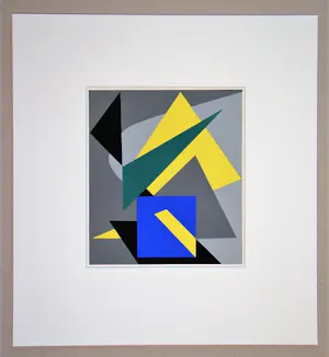 Andre Bloc - Abstracte compositie - 1952 - Pochoir in gouachekleuren kopen? Bied vanaf 120!