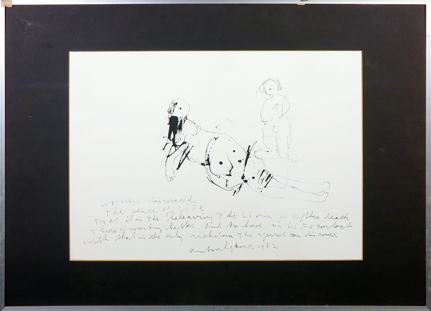 Anton Heyboer - Inkttekening, Woman discovered- Ingelijst verkocht voor € 150!