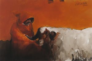 Wil van der Laan - Mixed media, Mens en dier - Ingelijst kopen? Bied vanaf 1!