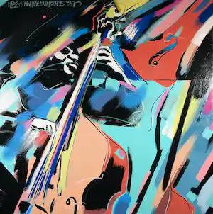 Kees van Varenmende - Olieverf op paneel, Bassist - Ingelijst (Zeer groot) verkocht voor € 60!