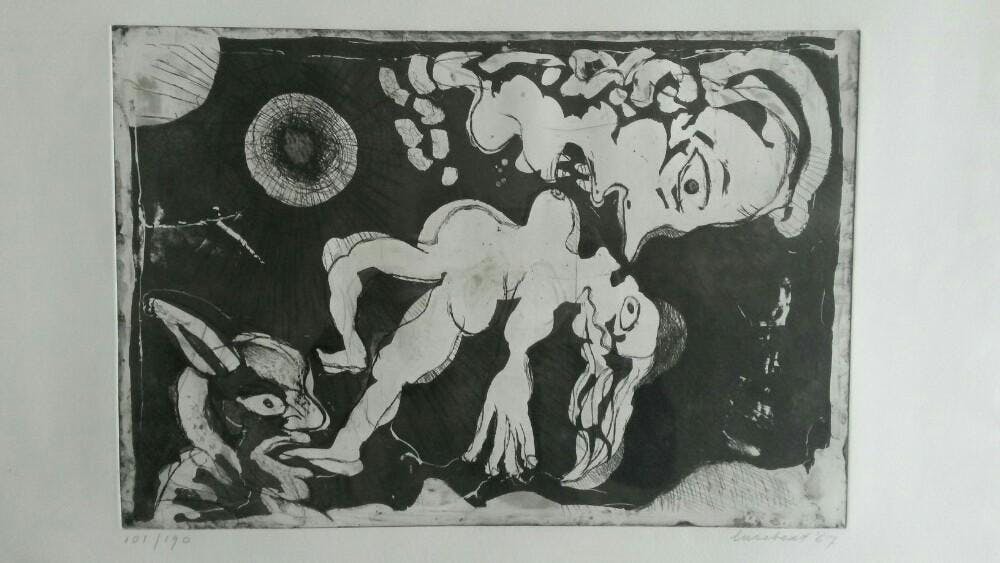 Lucebert - De Nachtmerrie | 1967 | De meest gezochte Lucebert ets!! verkocht voor € 350!