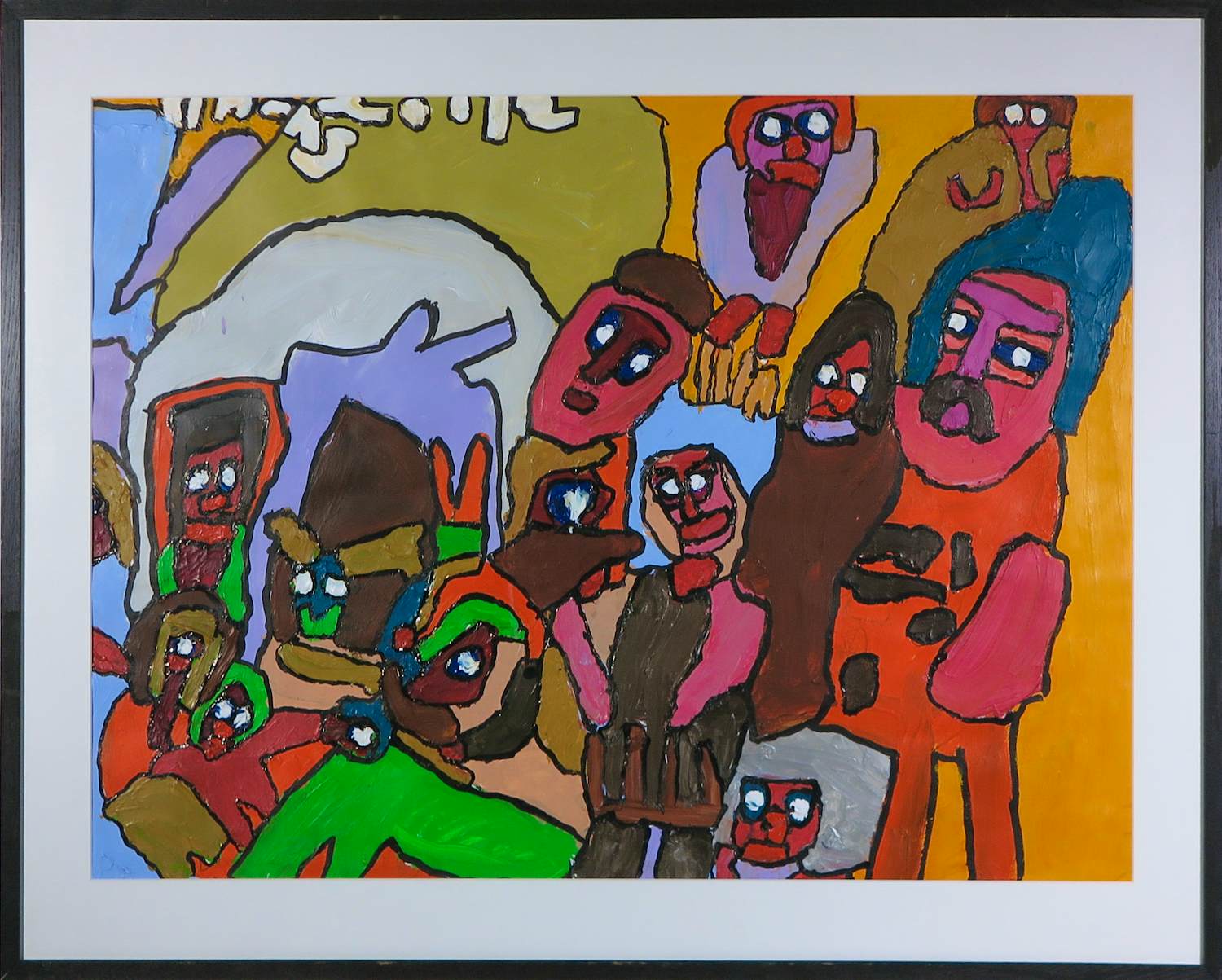 Hans Hartman - Acryl op papier, Zonder titel - Ingelijst kopen? Bied vanaf 60!