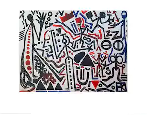 A.R. Penck - nach 'Die Zukunft des Emigranten', großes Farboffset (1991), im Druck signiert verkauft für € 68!