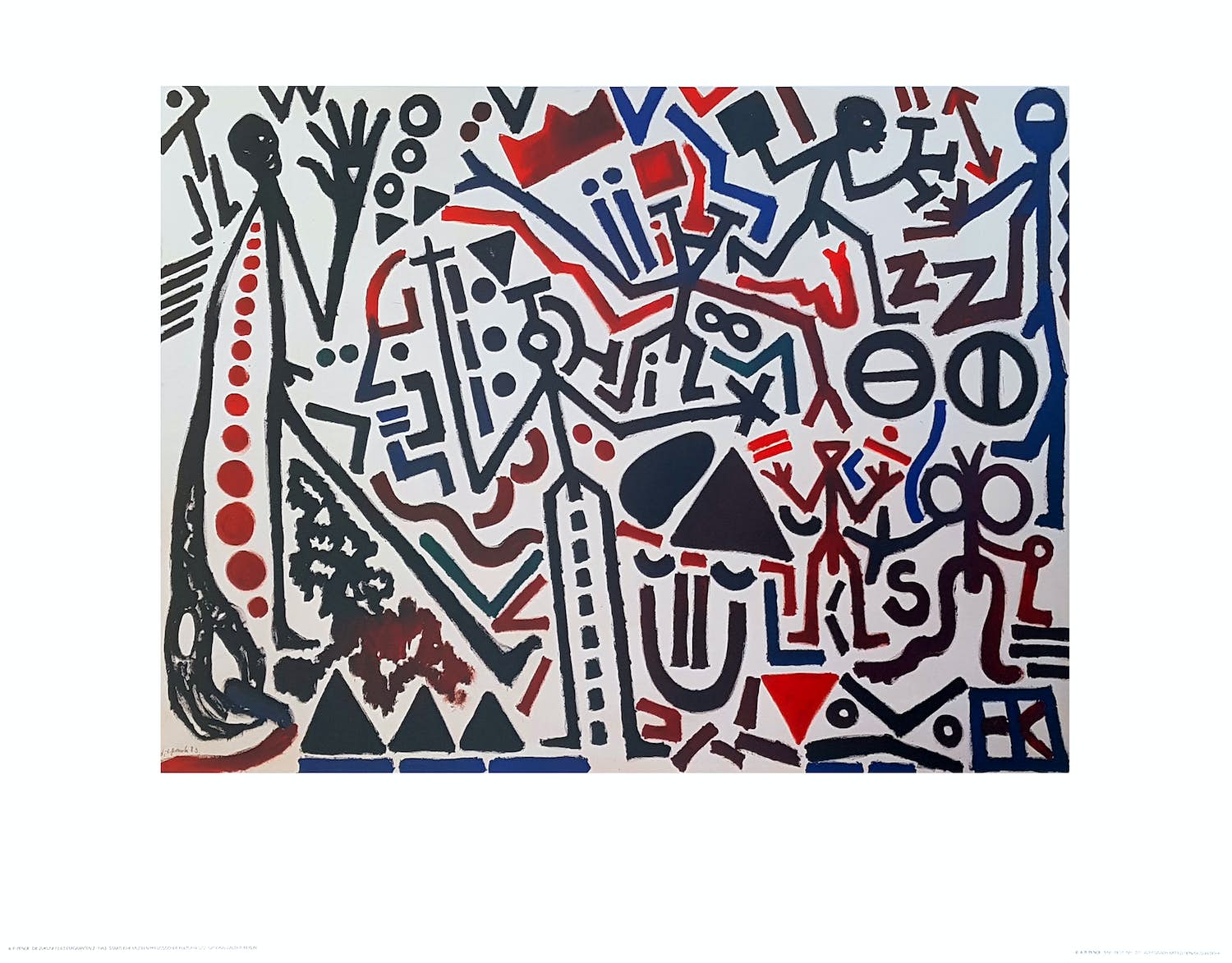 A.R. Penck - nach 'Die Zukunft des Emigranten', großes Farboffset (1991), im Druck signiert verkocht voor € 68!