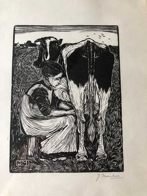 Jan Mankes - Houtsnede Koemelkster kopen? Bied vanaf 295!