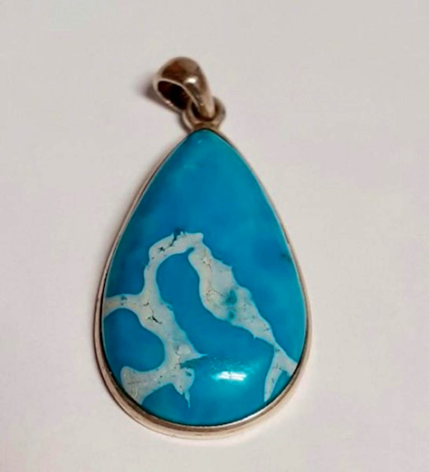 zilveren hanger met druppelvormige Turkoois verkocht voor € 35!