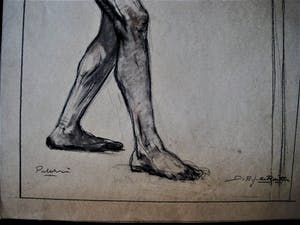 Niet of onleesbaar gesigneerd - omstreeks 1920 - grote pastel/houtskool tekening - mannelijk naakt - gesigneerd kopen? Bied vanaf 1!