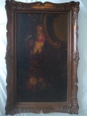 Niet of onleesbaar gesigneerd - Papegaai op een mand kopen? Bied vanaf 1!