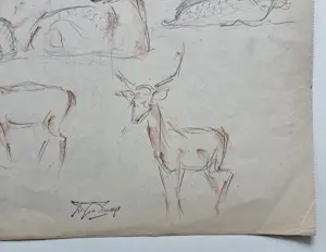 Douwe Jan van der Zweep - Herten. Atelierstempel. kopen? Bied vanaf 89!