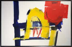 Arty Grimm - Olieverf op doek, Abstracte compositie - Ingelijst (Zeer groot) verkocht voor € 700!