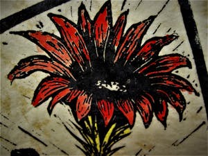 Jac. de Beer - Verstilde kleine oplage Houtsnede "Cactus met rode bloem" gesigneerd kopen? Bied vanaf 20!