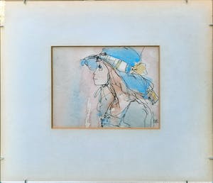 Niet of onleesbaar gesigneerd - aquarel / pentekening 'meisje met hoed' - 21018 kopen? Bied vanaf 1!