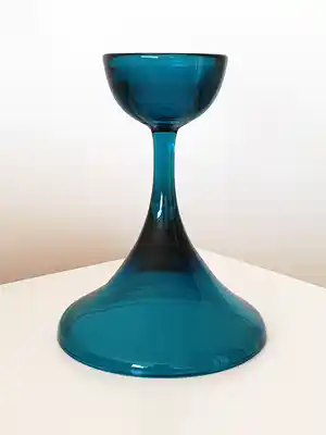 WMF - Glazen blauw-groene kandelaar, ontwerp van Cari Zalloni verkocht voor € 1!