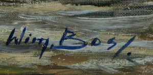 Wim Bos - Olieverf op doek, Havengezicht. kopen? Bied vanaf 1!