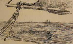 Willem Jans Dijk - Aquarel: H.K schip - We hoop kopen? Bied vanaf 75!