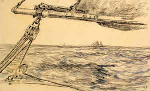 Willem Jans Dijk - Aquarel: H.K schip - We hoop verkocht voor € 75!