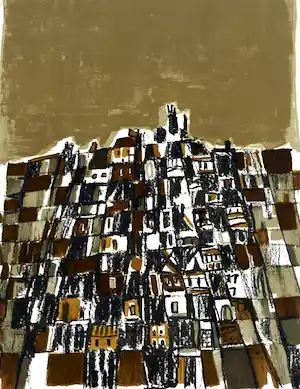 Maria Elena Vieira da Silva - Ville espagnole/Spanische Stadt. Original-Lithographie 1966 verkauft für € 55!
