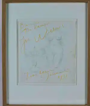 Jan Wolkers - Potloodtekening: 'Brasserie De Kamer' - 1991 verkocht voor € 395!
